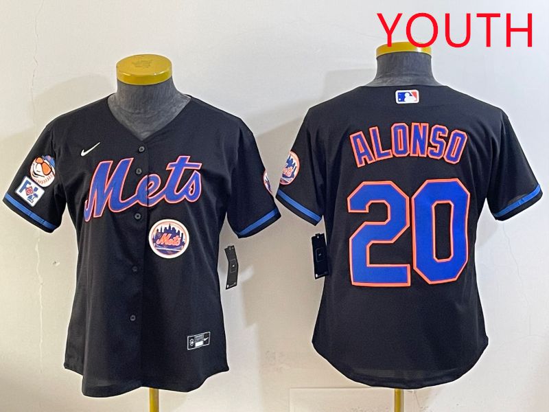 Youth 2025 New York Mets #20 Alonso Black Game Nike MLB Jersey style 9->youth mlb jersey->Youth Jersey